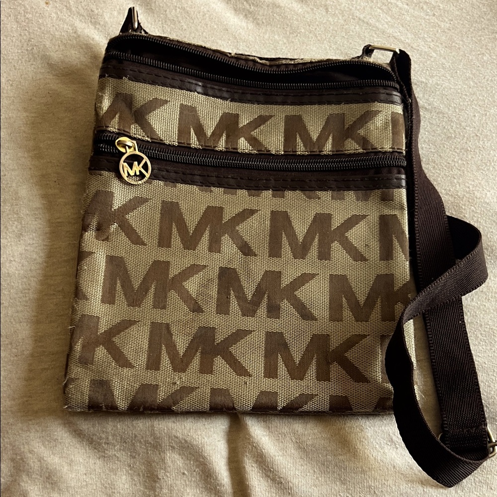 Michael Kors Tan and Brown Canvas Bag